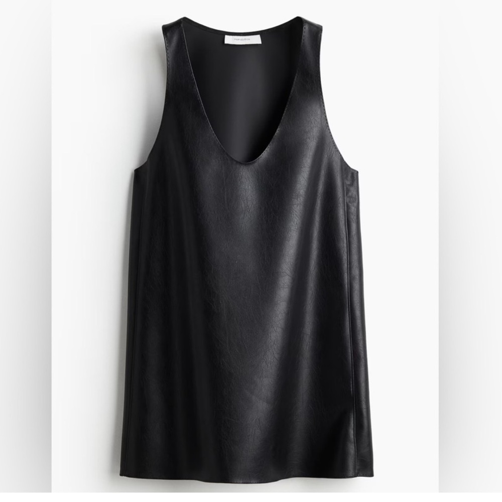 H&M EDITION Black Faux Leather Mini Dress in XS